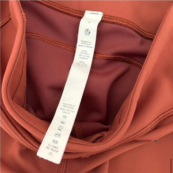 Lululemon Everlux Mesh High Rise Leggings 25" Tight Dark Terracotta Brown Size 4 - Picture 8 of 9